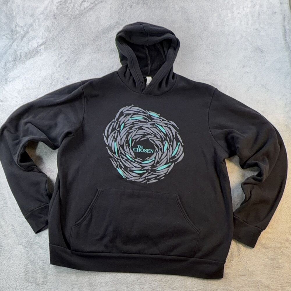 BELLA+CANVAS The Chosen Hoodie Unisex 2XL Black Pullover Fleece Logo Pockets